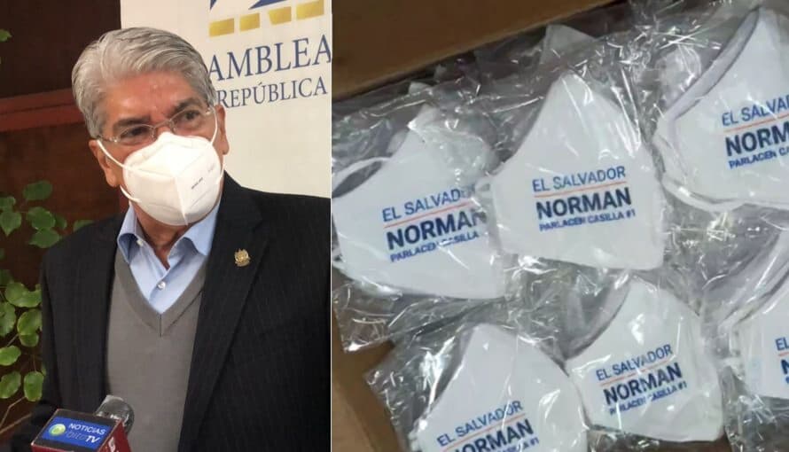 Norman Quijano regala mascarillas con su nombre a cambio de votos