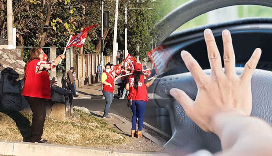 VIDEO: Automovilistas pitan con desprecio “la vieja” al FMLN en su inauguración de campaña