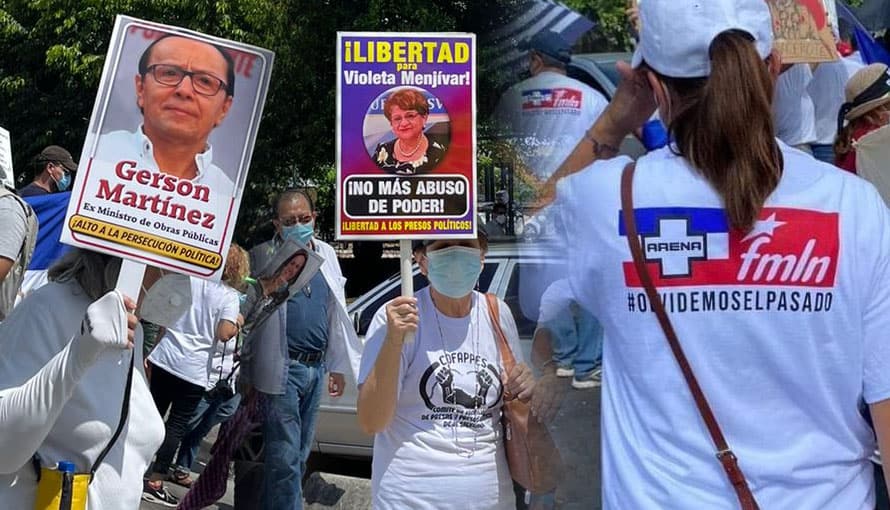 Manifestantes convocados por ARENA y FMLN, exigen liberar a políticos procesados por corrupción