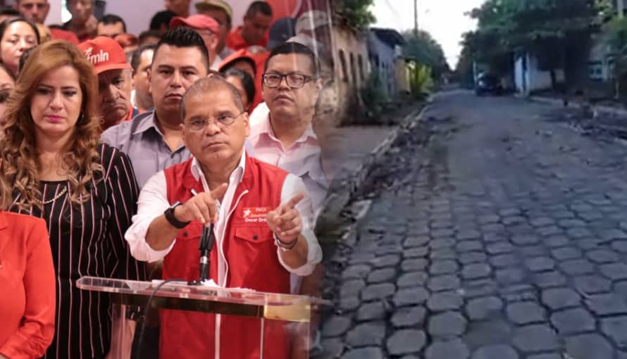 FMLN presume una calle deteriorada y asegura que es una gran obra durante su gestión