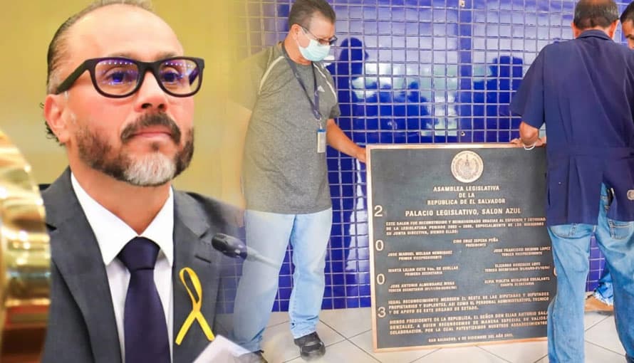 Ernesto Castro ordena quitar las placas que conmemoran a los corruptos de la Asamblea Legislativa