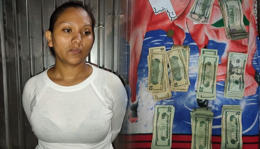 Autoridades capturan a pandillera con más de $6,000 que no pudo justificar