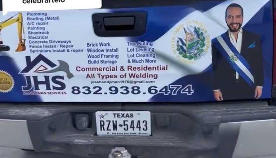 Salvadoreño radicado en USA decora su vehículo en honor al Presidente Nayib Bukele