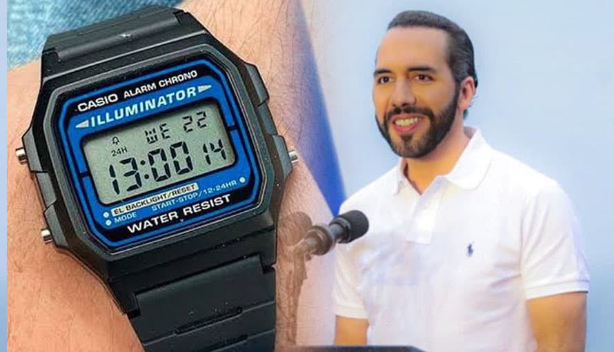 CASIO estaría ofreciendo uno de sus mejores relojes al Presidente Bukele por su alto índice de popularidad