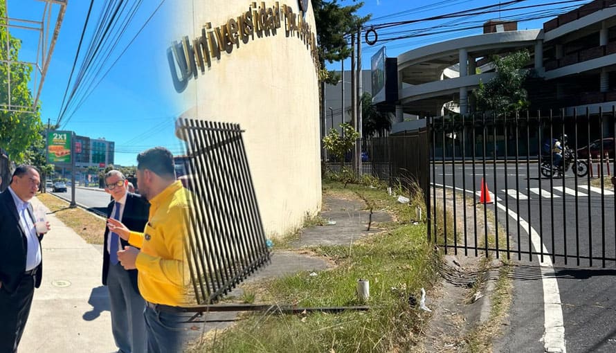Autoridades despejan paso peatonal en la Universidad Matias Delgado tras denuncias en redes sociales