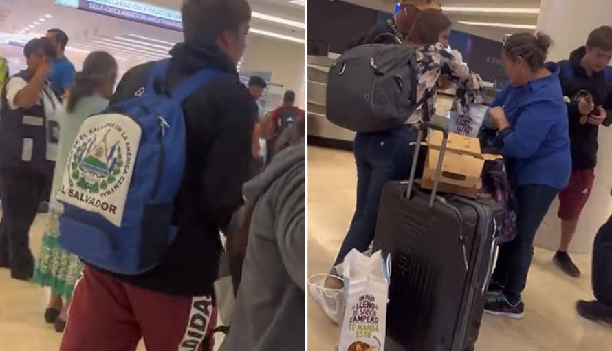 VIDEO: Familia salvadoreña regala Pollo Campero a pasajeros en un aeropuerto ante cobro adicional de una aerolínea