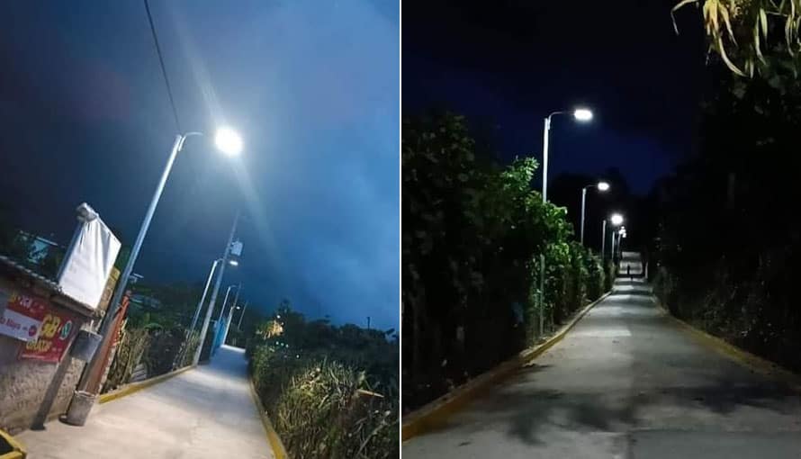 Salvadoreño en EE. UU. transforma su cantón con calle pavimentada e iluminación LED